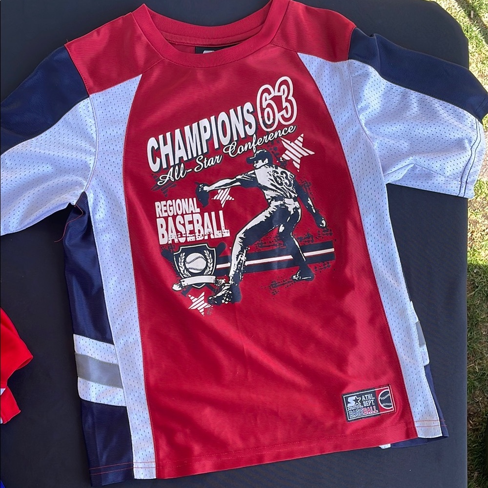 Red and Blue Kids Baseball Graphic Tee